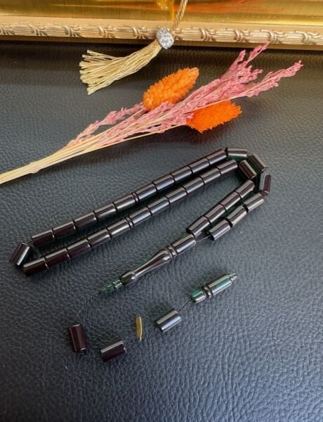 Kesme Model Yeşil Renk Ateş Kehribar Tesbih