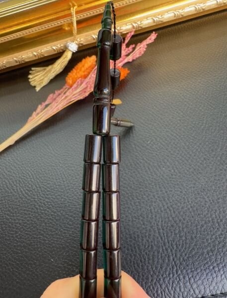 Kesme Model Yeşil Renk Ateş Kehribar Tesbih