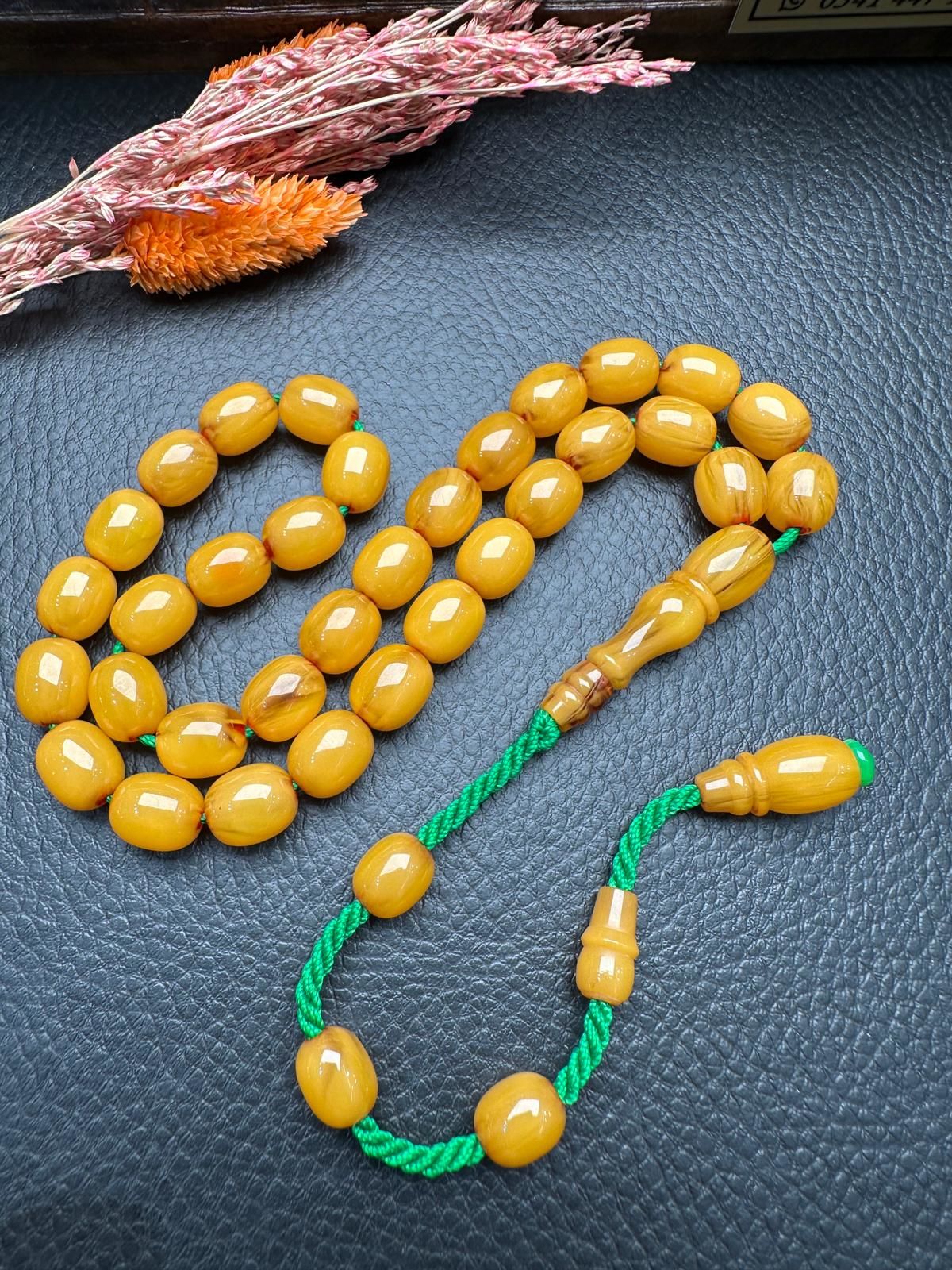 Emre Gürbüz Usta Dizayn Traşlı Osmanlı Sıkma Kehribar Tesbih