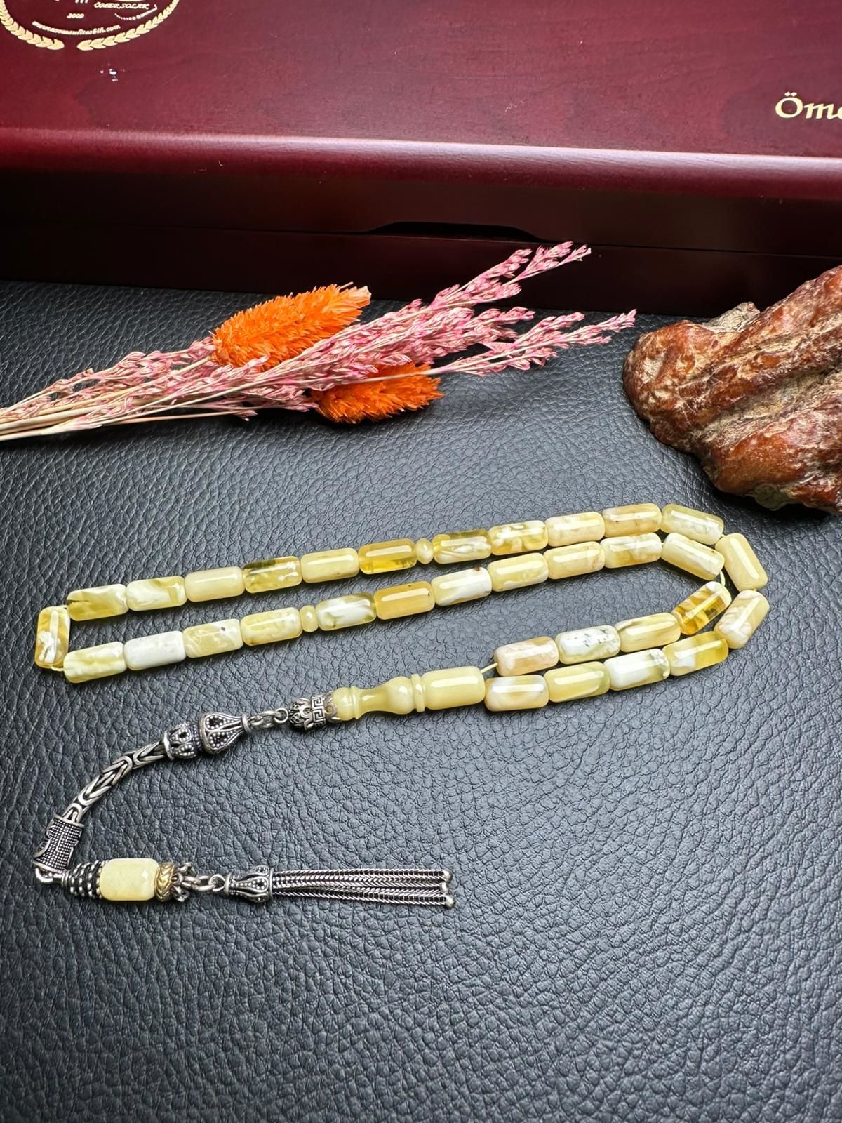 Kapsül Model Damla Kehribar Tesbih