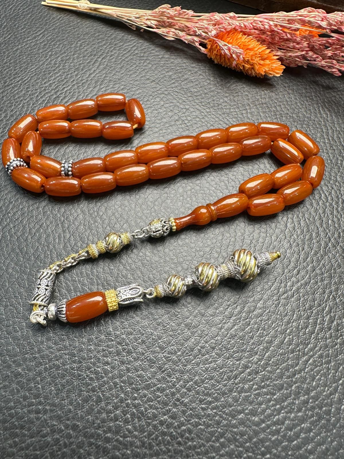 Kapsül Model Çubuk Sıkma Kehribar Tesbih