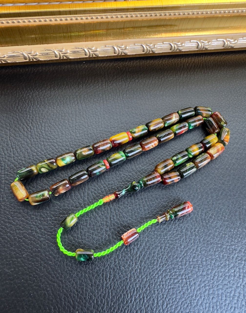 Kapsül Model Altın İmzalı Space Stone Sıkma Kehribar Tesbih