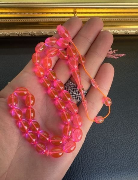 Beyzi Model Neon Pembe Renk Eski Alman Katalin Tesbih