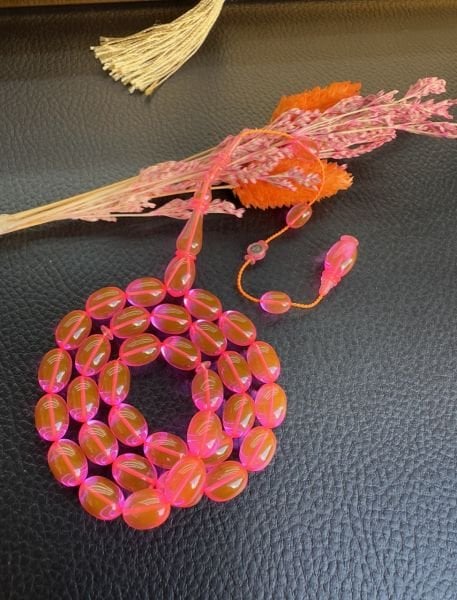 Beyzi Model Neon Pembe Renk Eski Alman Katalin Tesbih
