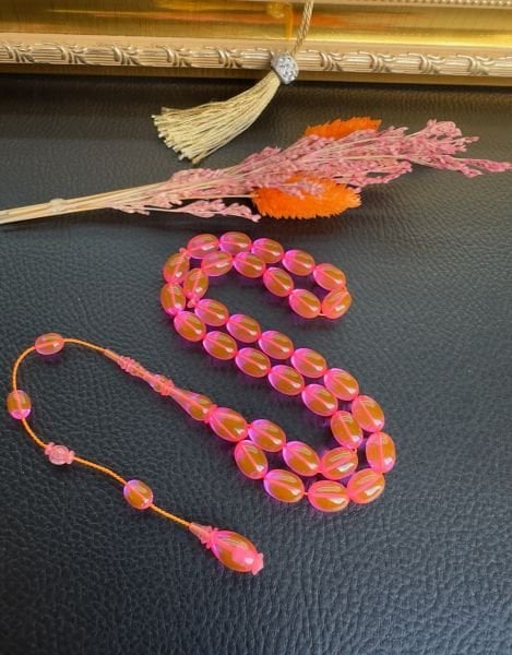 Beyzi Model Neon Pembe Renk Eski Alman Katalin Tesbih