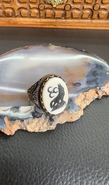 Fil Dişi Taşı Özel Tasarım Gümüş Yüzük