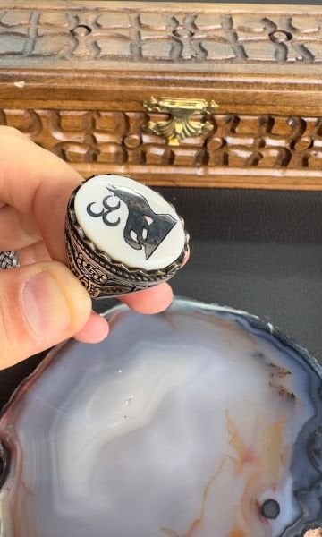 Fil Dişi Taşı Özel Tasarım Gümüş Yüzük