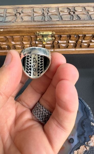 Fil Dişi Taşı Özel Tasarım Gümüş Yüzük