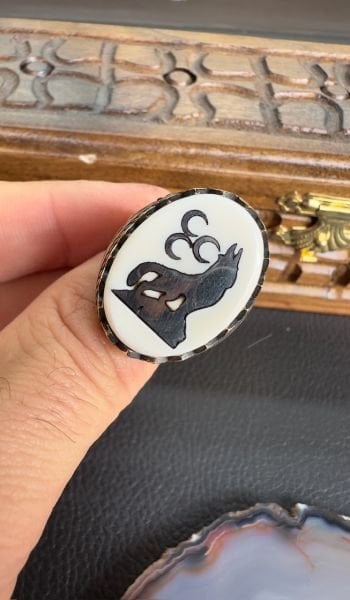 Fil Dişi Taşı Özel Tasarım Gümüş Yüzük