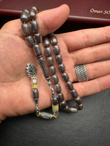 Kapsül Model Gümüş İşlemeli Kuka Tesbih