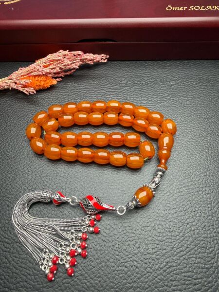 Fıçı Model Çubuk Sıkma Kehribar Tesbih