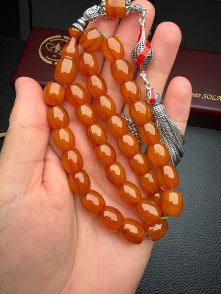 Fıçı Model Çubuk Sıkma Kehribar Tesbih