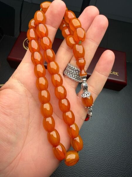 Fıçı Model Çubuk Sıkma Kehribar Tesbih