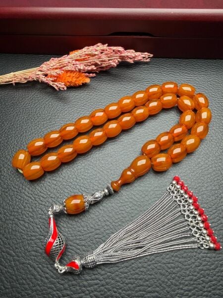 Fıçı Model Çubuk Sıkma Kehribar Tesbih