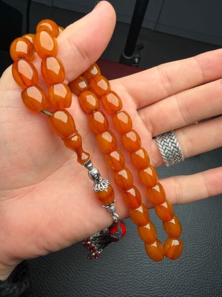 Fıçı Model Çubuk Sıkma Kehribar Tesbih