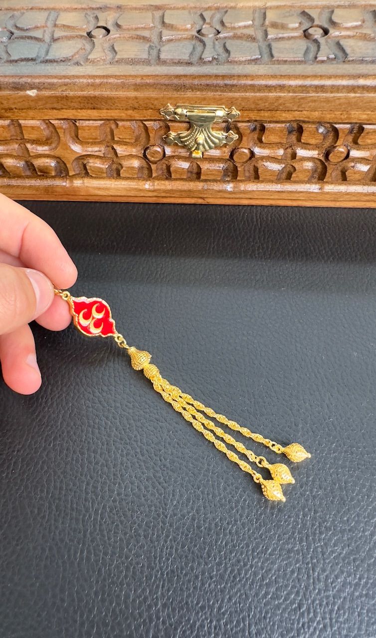 Üç Hilal Model Altın Yaldızlı Gümüş Püskül