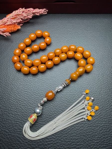 Badem Model  Çubuk Sıkma Kehribar Tesbih