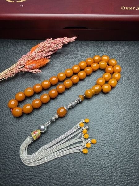 Badem Model  Çubuk Sıkma Kehribar Tesbih