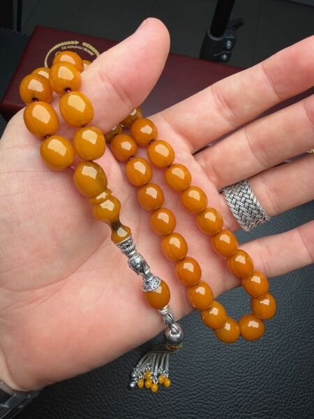 Badem Model  Çubuk Sıkma Kehribar Tesbih