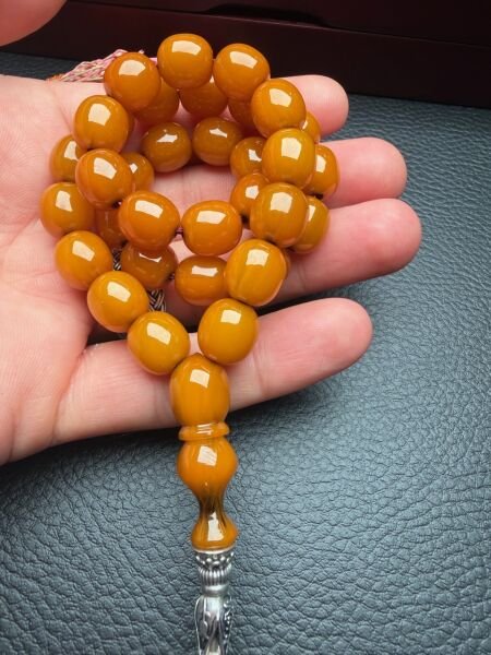 Badem Model  Çubuk Sıkma Kehribar Tesbih