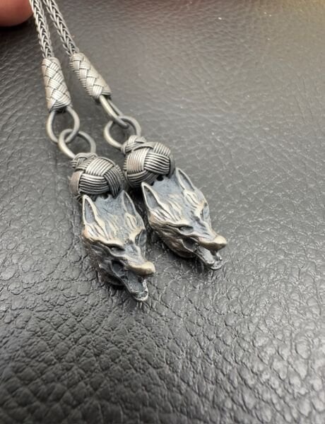 Özel Kurt Başlı Tasarım İkili Kazaz Püskül