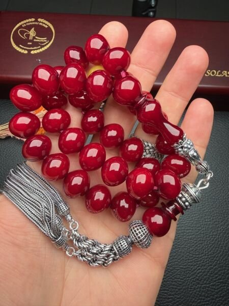 Armudi Model  Osmanlı Benzetme Sıkma Kehribar Tesbih