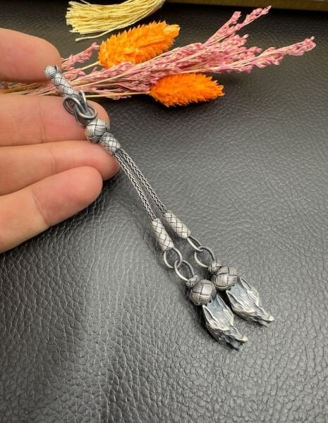 Özel Kurt Başlı Tasarım İkili Kazaz Püskül