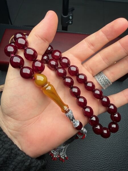 Beyzi Model  Osmanlı Benzetme Sıkma Kehribar Tesbih