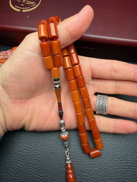 Kesme Model Çubuk Sıkma Kehribar Tesbih