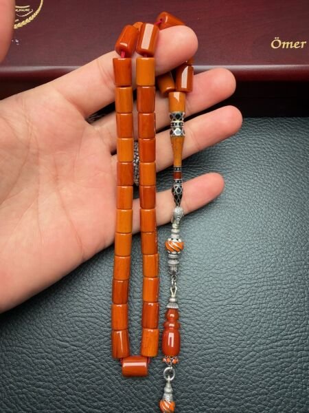 Kesme Model Çubuk Sıkma Kehribar Tesbih