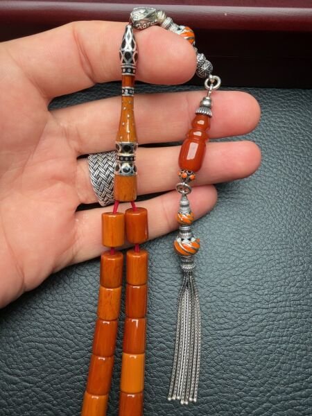 Kesme Model Çubuk Sıkma Kehribar Tesbih