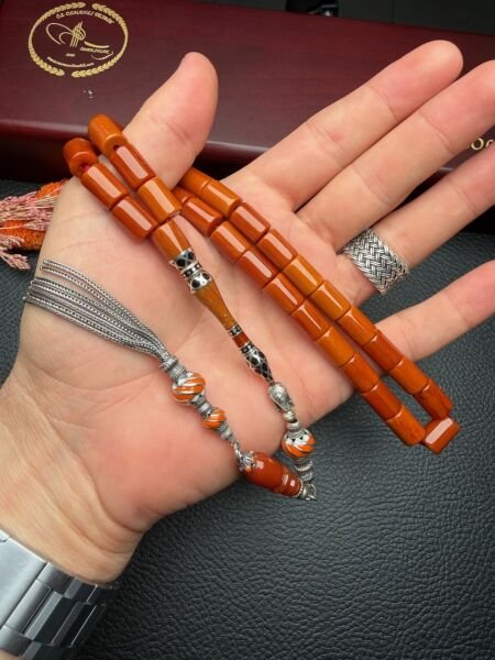 Kesme Model Çubuk Sıkma Kehribar Tesbih