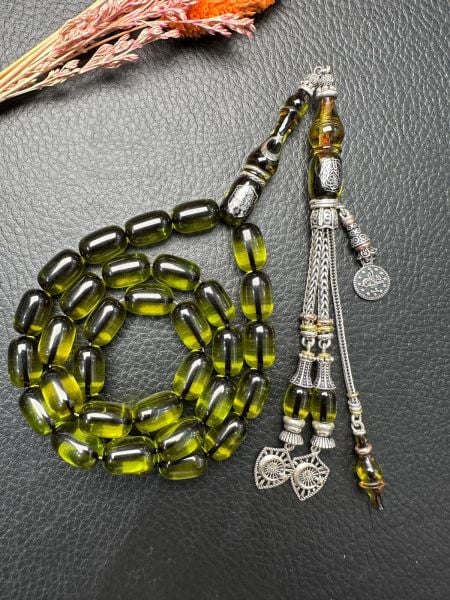 Kapsül Model Gümüş Dizayn Ateşi Sıkma Kehribar Tesbih