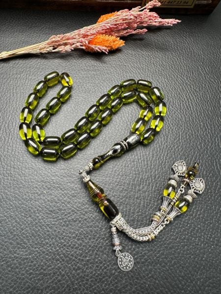 Kapsül Model Gümüş Dizayn Ateşi Sıkma Kehribar Tesbih