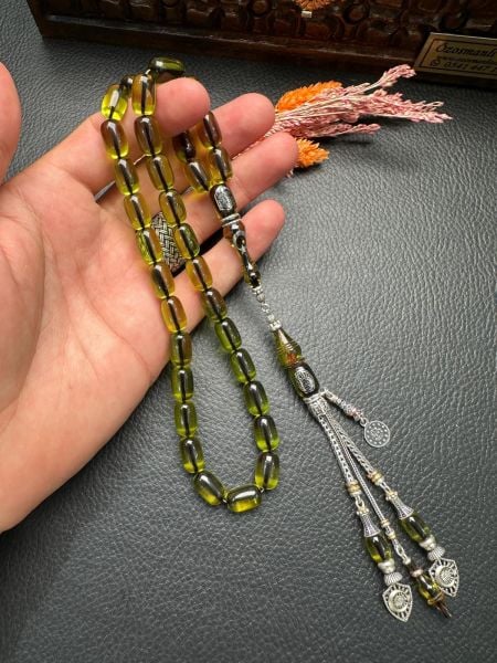 Kapsül Model Gümüş Dizayn Ateşi Sıkma Kehribar Tesbih