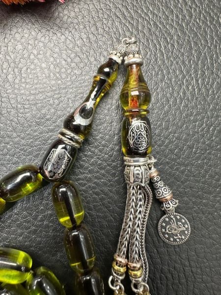 Kapsül Model Gümüş Dizayn Ateşi Sıkma Kehribar Tesbih