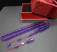 Mor Renk Kesme Model Serkan Kaya İşçilikli Plexi Glass Tesbih