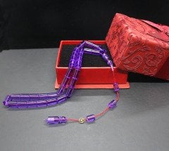 Mor Renk Kesme Model Serkan Kaya İşçilikli Plexi Glass Tesbih