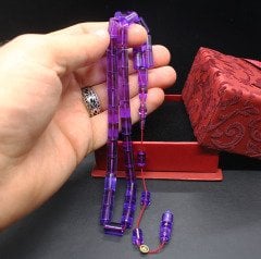 Mor Renk Kesme Model Serkan Kaya İşçilikli Plexi Glass Tesbih