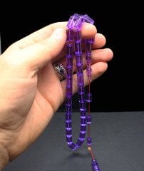 Mor Renk Kesme Model Serkan Kaya İşçilikli Plexi Glass Tesbih