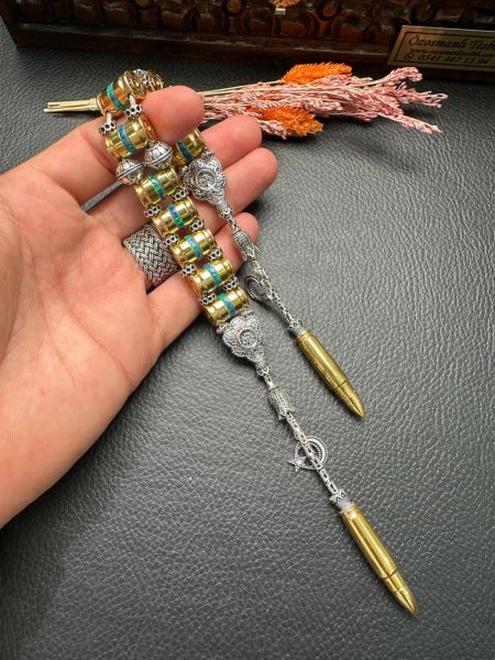 Mermi Model Opal Dizayn Gümüş Zaza Tesbih