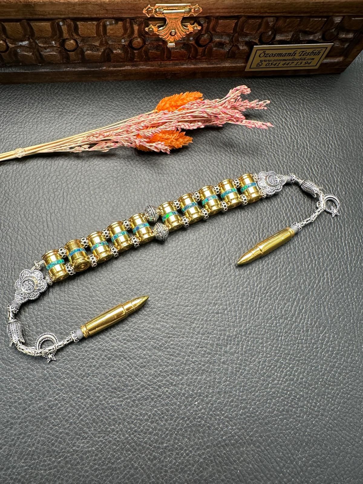 Mermi Model Opal Dizayn Gümüş Zaza Tesbih