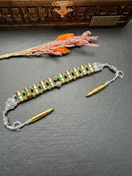 Mermi Model Opal Dizayn Gümüş Zaza Tesbih