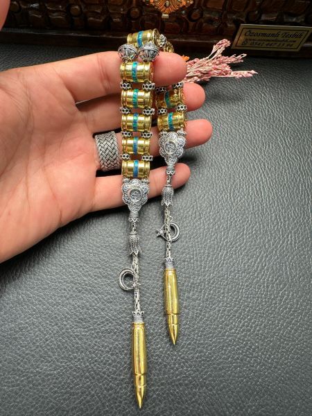 Mermi Model Opal Dizayn Gümüş Zaza Tesbih