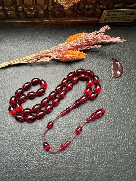 Badem Model 3 Renk Eski Alman Oyun Zarı  Kehribar Tesbih