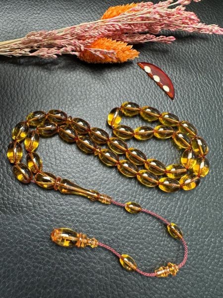 Badem Model 3 Renk Eski Alman Oyun Zarı  Kehribar Tesbih