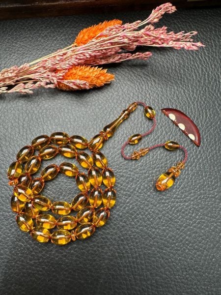 Badem Model 3 Renk Eski Alman Oyun Zarı  Kehribar Tesbih