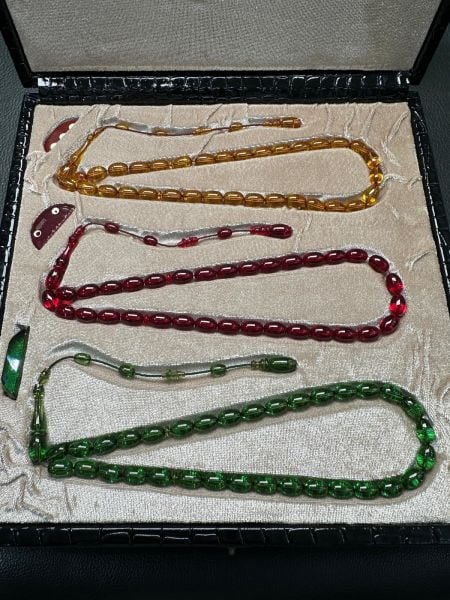 Badem Model 3 Renk Eski Alman Oyun Zarı  Kehribar Tesbih