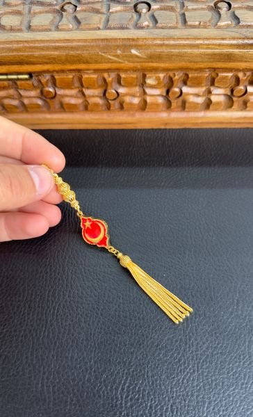 Ayyıldız Model Altın Yaldızlı Gümüş Püskül