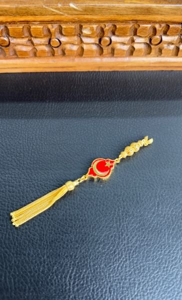 Ayyıldız Model Altın Yaldızlı Gümüş Püskül